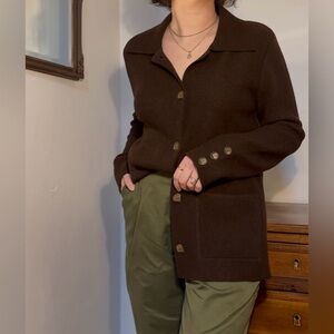 chocolate brown alpaca knit cardigan 🤎